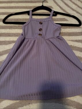 Girls' Lavender Spaghetti-Strap Dress with Button Detail